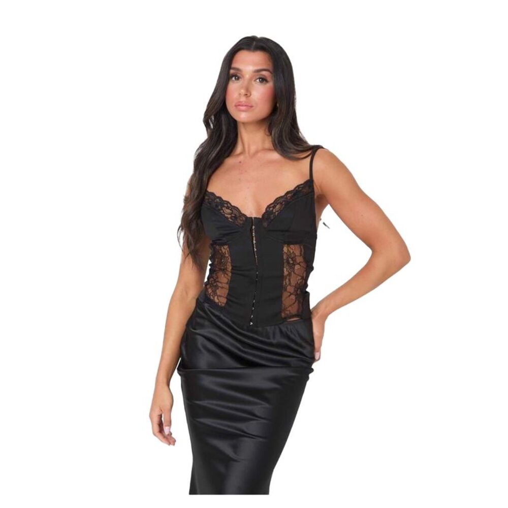 I Saw It First Womens/Ladies Lace Corset Top / Black